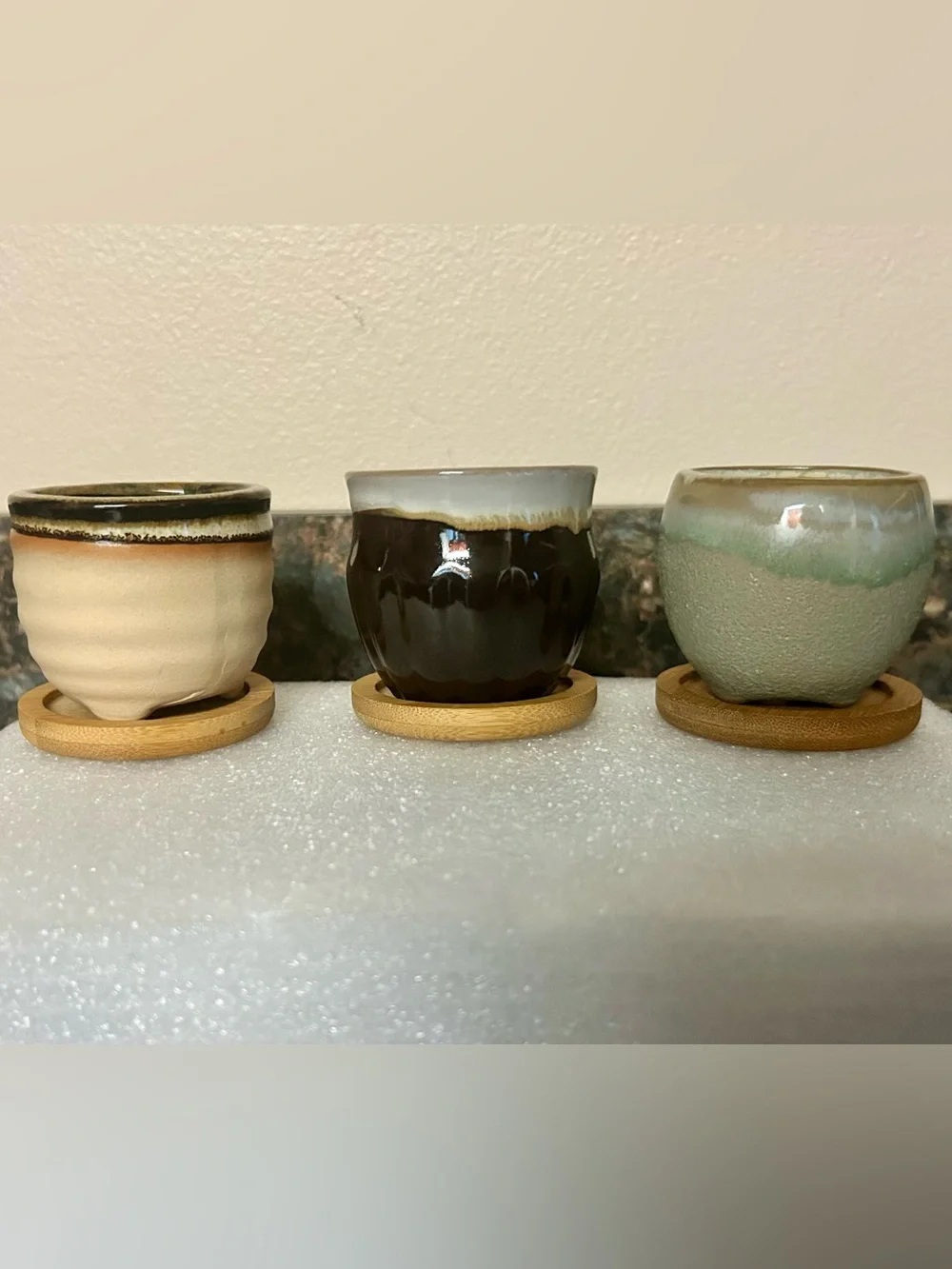 2.1 Inch Succulent Pots with Drainage and Base.  This is a set of 6.